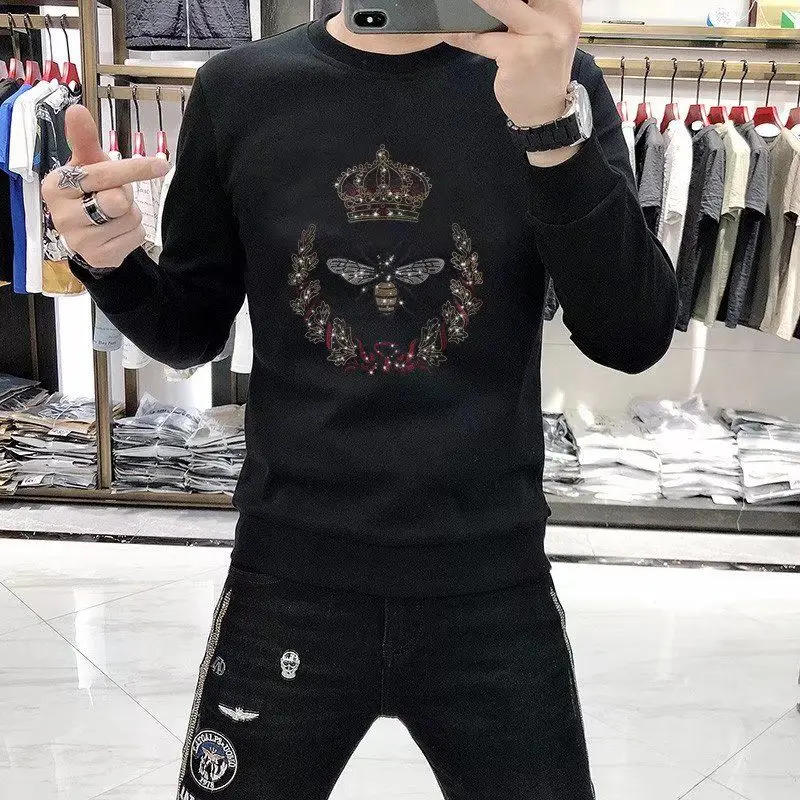 

Men's New Autumn and Winter Collection Men's Clothing European Goods High end Light Luxury Hoodie Hot Stamping