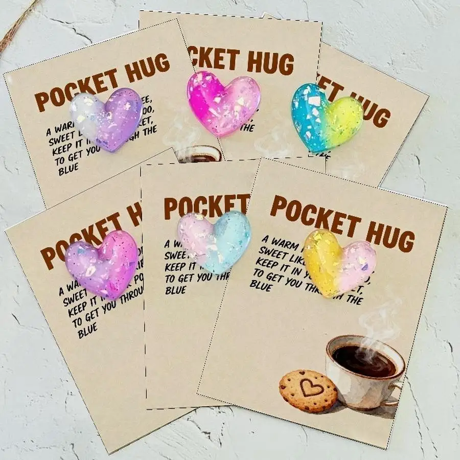 1/5/10/20/50/100pcs  Acrylic Resin Cute Heart Dog Pocket Hugs, Mini Decorative Animal Encouragement Cards for Family, Friends, a