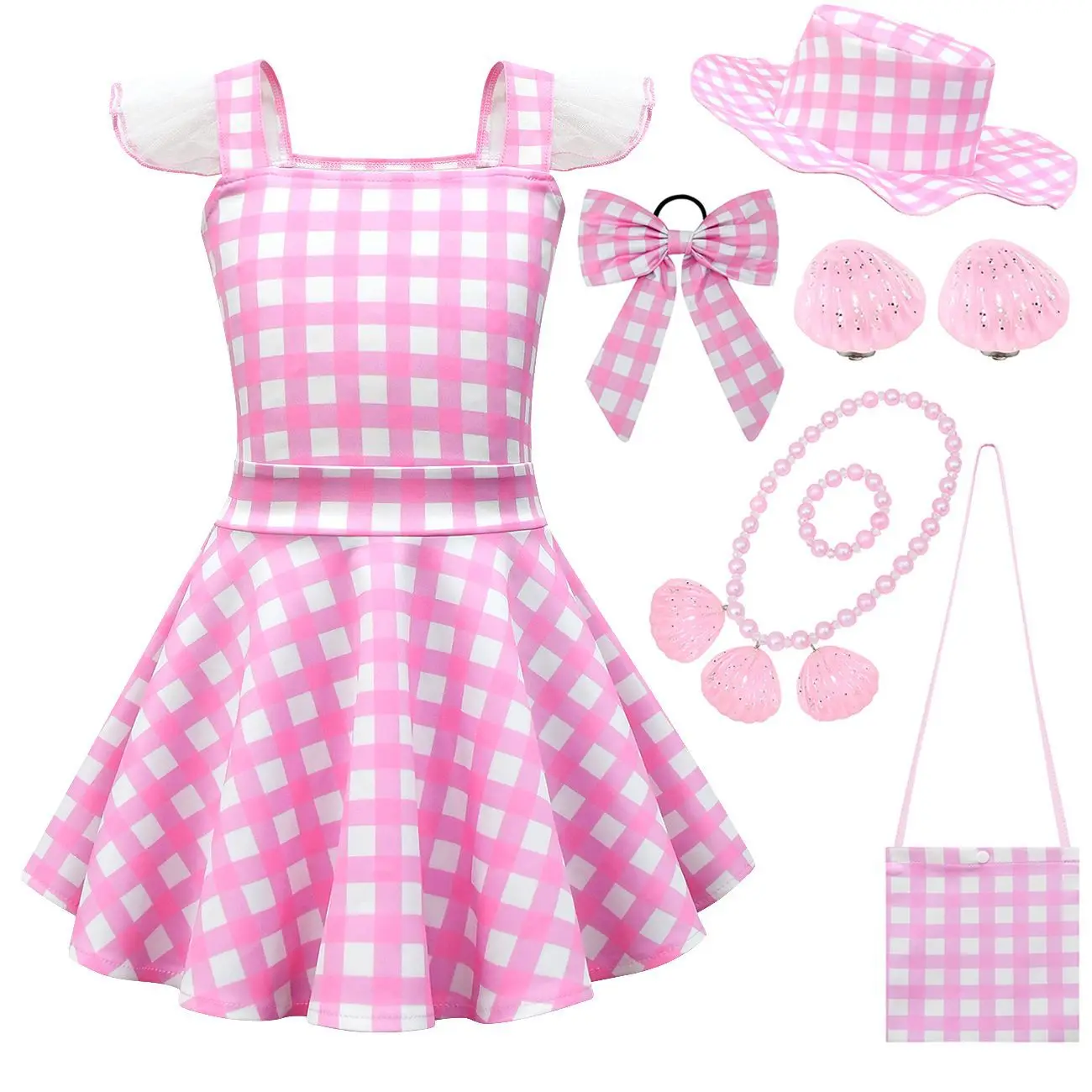 Movie Barbi Costume For Girls Cosplay Pink Barbe Princess Dress Accessories Carnival Kids Birthday Party Clothes 3-10 Years Old