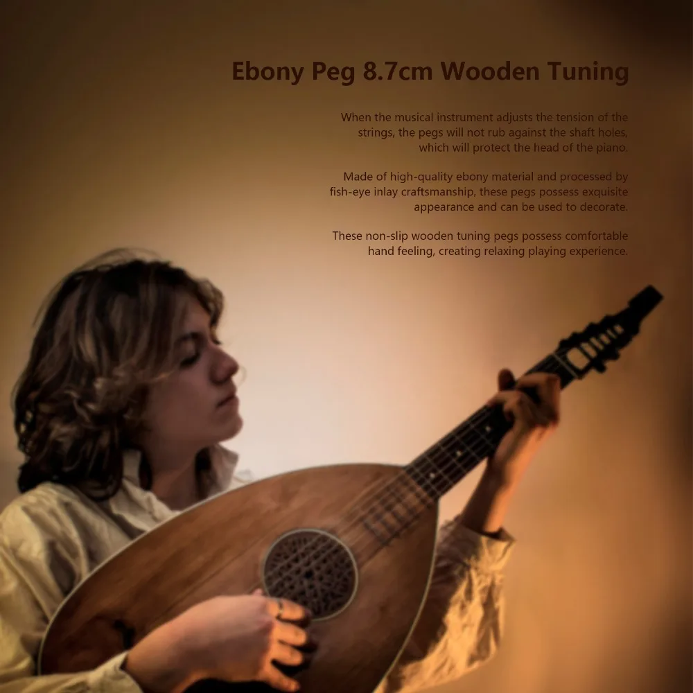  12 قطعة خشب الأبنوس أوتاد ضبط الأبنوس أوتاد خشبية ضبط استبدال أوتاد ضبط الكمان عين السمكة #1