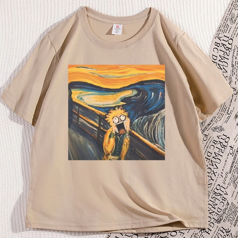 

Funny Scream Artwork T Shirt Men Women Japanses Style Cotton Short Sleeve Round Neck Tshirt Causal Loose Tops