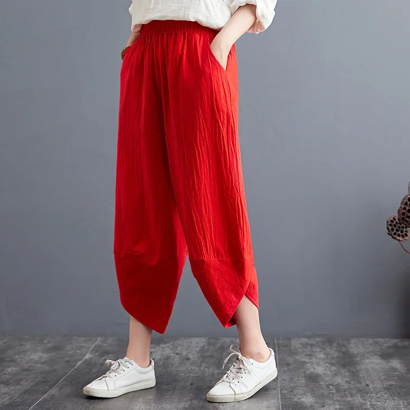 2022 New Summer Women Cotton Solid Casual Pants Fashion Ladies Black Pants