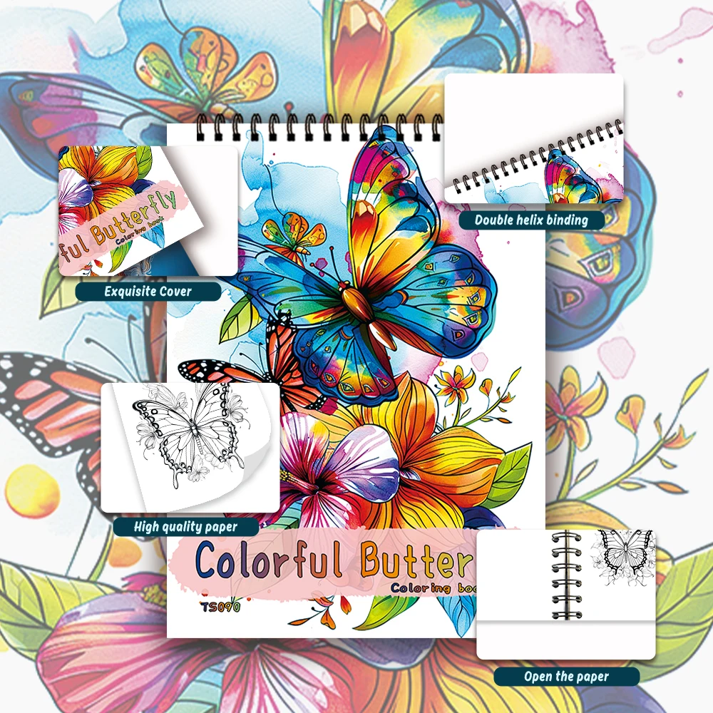 30 Sheets Adult Spiral Colouring Book, 11.2x 8.3 inches 100gsm Thick Paper, Perfect for Back to School Gifts, Halloween Gifts