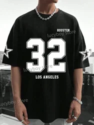 Number 32 Los Angeles Print Mens T-Shirt Man Short Sleeves Sportwear Baseball Jerseys Vintage Oversize 6colors Tees Men Clothes