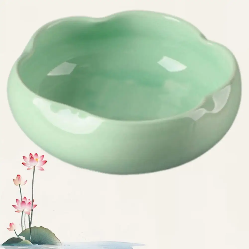 Glazed Ceramic Flowerpot Lotus Bowl Planter Ceramic Flowerpot for Hydroponics Glazed Bonsai Pot with Leak-proof Design Indoor