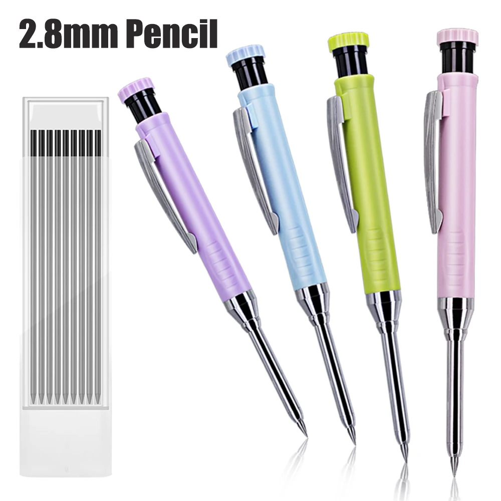 

2.8mm Combodiam Long Headed Woodworking Automatic Pencil Built In Pencil Sharpener 2B Black Lead Deep Hole Marking Pencil