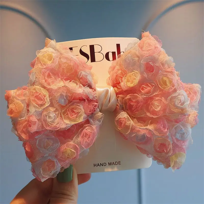 

Super Fairy Mesh Bow One Line Clip Sweet Girl Half Tied Ponytail Duckbill Clip Cute Little Girl Top Clip Headband