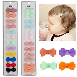 12Pcs/Lot 4cm Solid Grosgrain Ribbon Bows Duckbill Clips Cute Handmade Bowknot Baby Bangs Hairpins Princess Headwear Kids Gift