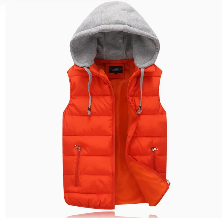 

Мужской утепленный жилет на осень-зиму: теплый, ветрозащитный, с капюшоном, на молнии, модный