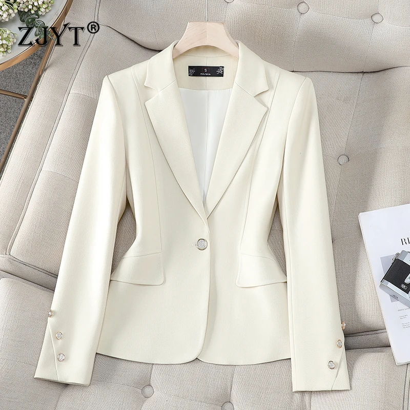 

ZJYT Korean Fashion Blazers for Woman Long Sleeve Lapel Collar Casual Slim Fit Jackets Coats Office Ladies Plus Size Outerwear