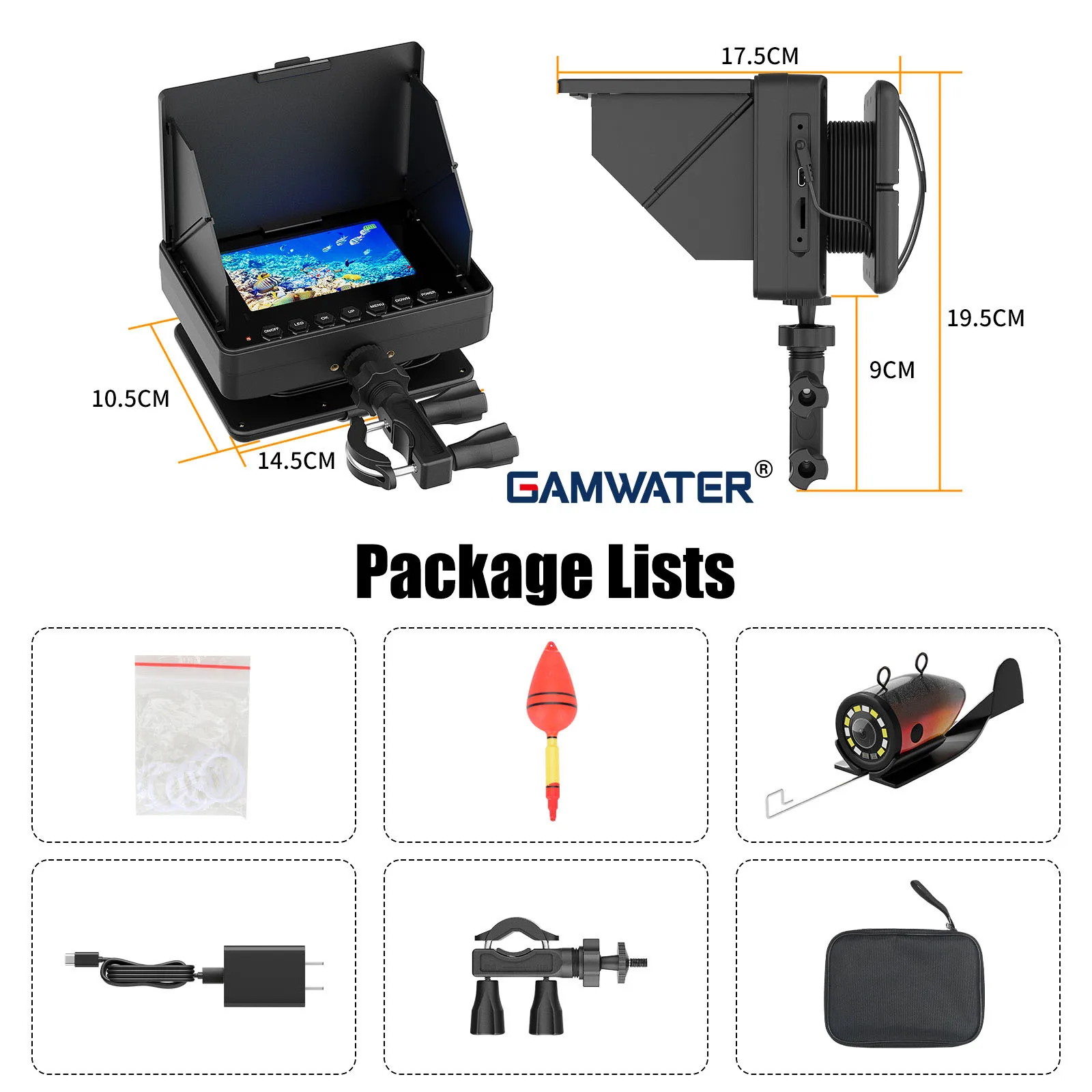 Underwater Fishing Camera - 15/30/50M Cable Fish Finder ,8500mAh Battery,  1200TVL Resolution, 6 White & 6 Infrared LEDs - view 6