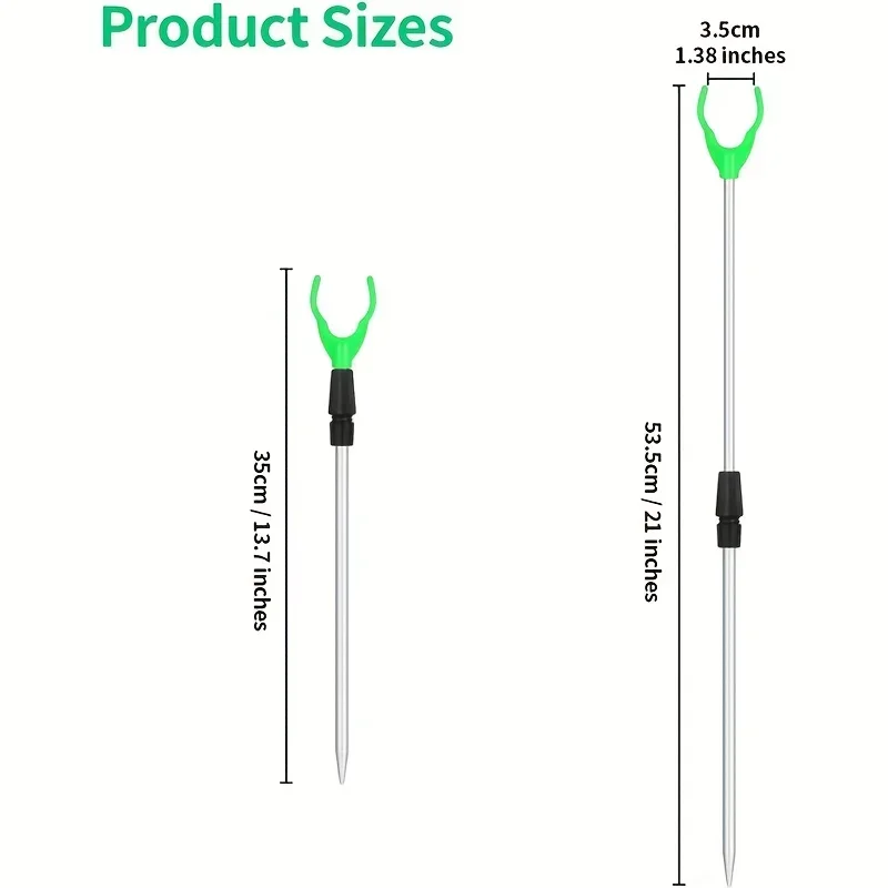 18pcs Fishing Rod Holder Set:6pcs Extendable Telescopic Fishing Pole Holders for Bank Ground Sand with 12 Alarm Bells