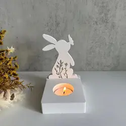 Easter Rabbit Candle Holder Silicone Mold Rabbit Kiss Butterfly Candlestick Mould DIY Aromatherapy Gypsum Decoration Mould
