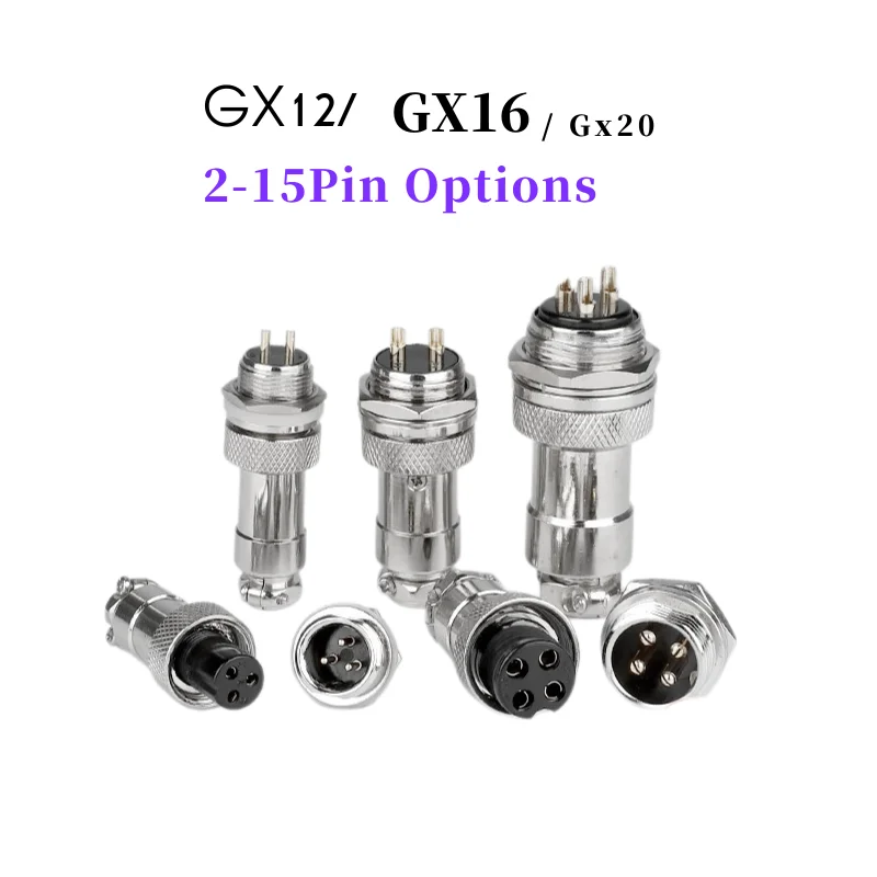 5/10/20 Sets of GX12, GX16, GX20 Waterproof Circular Aviation Plug Sockets, Full Range of 2 To 15 Pins Available