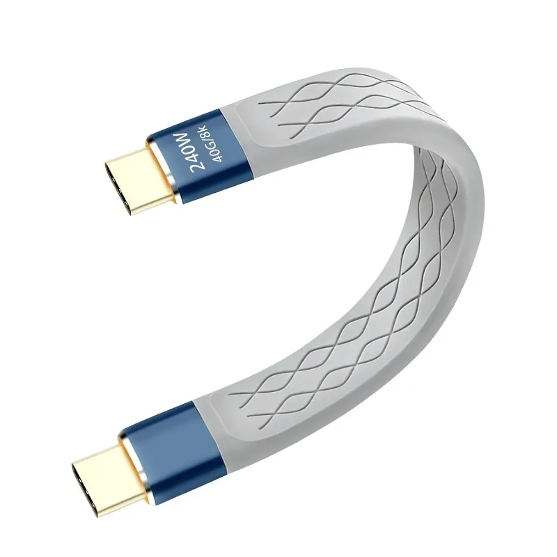 13cm 240W USB C to USB C Short Cable Fast Charging Type-C Cord 40Gbps Data Transfer 8K Flat Slim FPC Data Charge Extension Cable