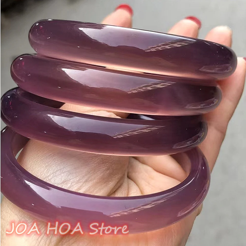 

Eggplant Purple Violet Natural Color Agate Jade Bracelet Jadeite Chalcedony Delicate Handring Bangle Fine Jewelry