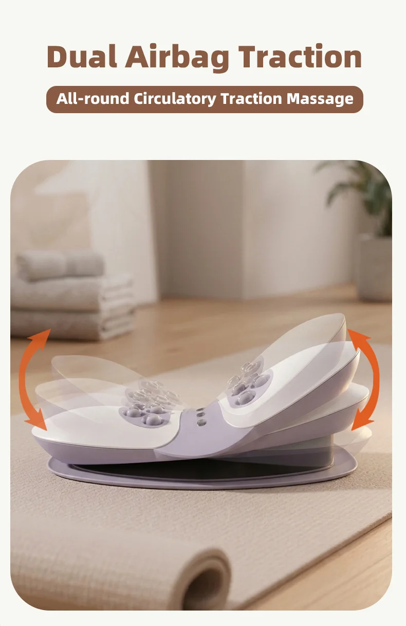 Electric Lumbar Traction Device Wireless Waist Back Massager Back Stretcher with 10 Metal Heads Deep Kneading for Total Relax