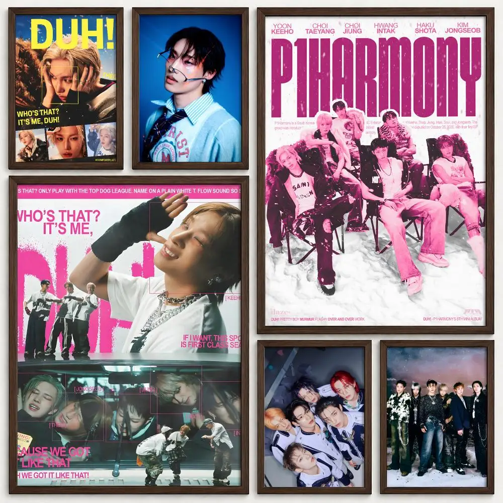 Boy Group P1HARMONY Poster Self‑Adhesive Waterproof PP Poster Coffee House Bar Wall Art Sticker Room Home Decor