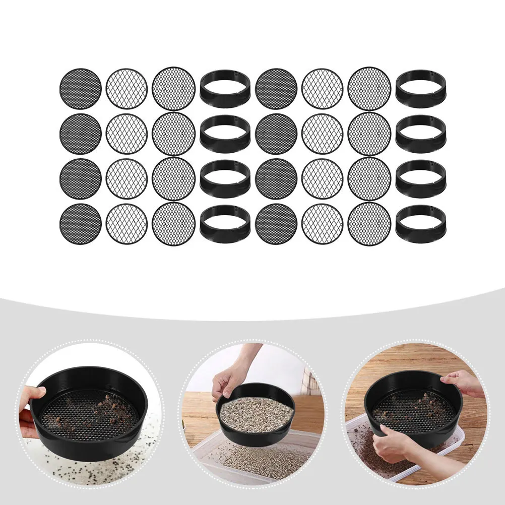 

8Sets Soil Sieves Plastic Garden Sifting Mesh Stone Screen Handheld Gardening Tools for Sand Stone Screening and Compost
