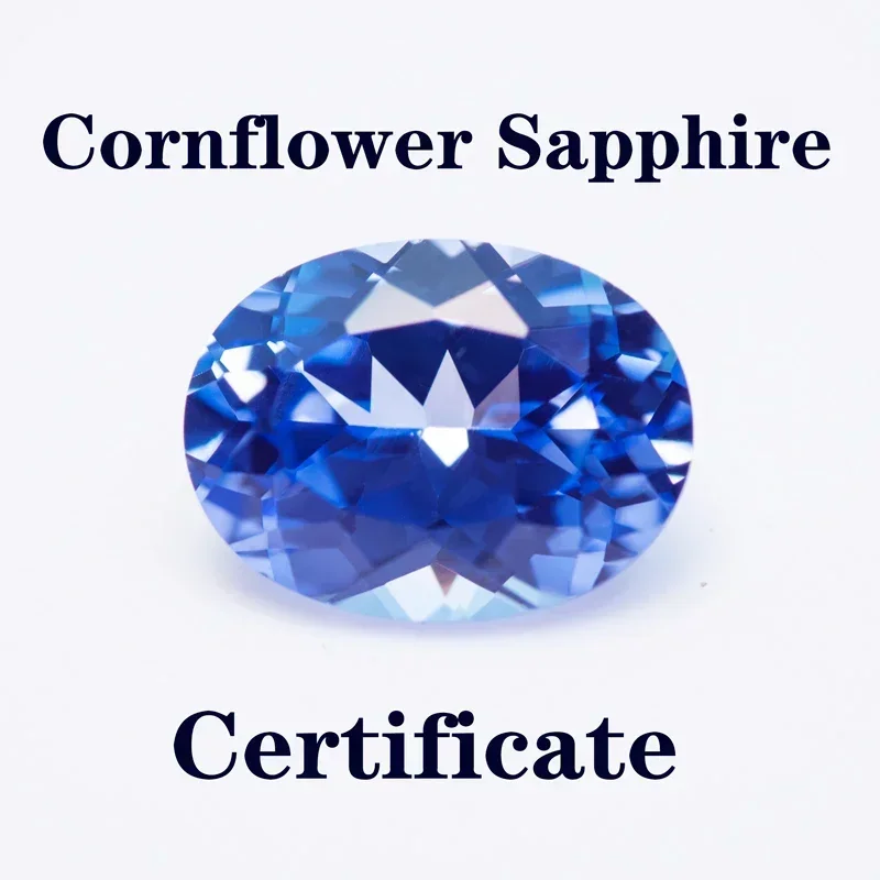 

Lab Grown Sapphire Cornflower Color Oval Shaped Extremely Shiny Quality DIY Ring Necklace Earrings Main Materials Certificate