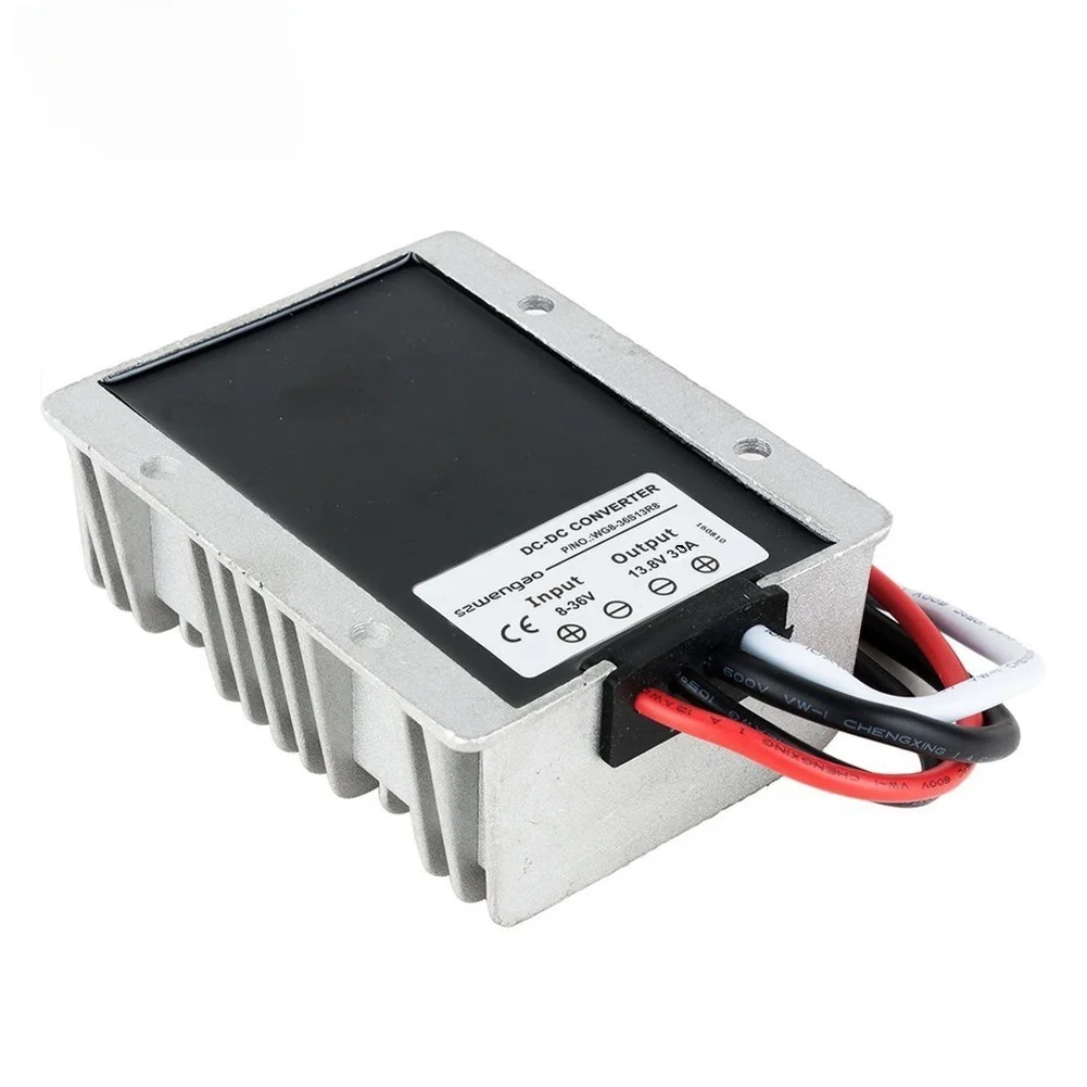 13.8V 25A Output DC DC Converter with 8-40V Input Range IP68 Waterproof Rating and Aluminum Heat Dissipation Housing