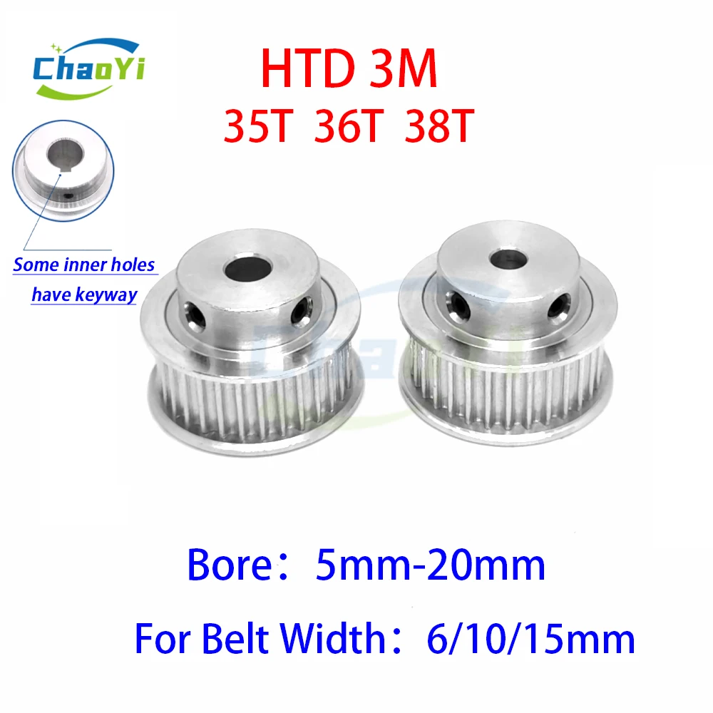 

HTD 3M 35 36 38 Teeth Timing Pulley Bore 5mm-20mm For Belt Width 6/10/15mm 3M Synchronous Wheel 36Teeth Sheave CNC Timing Gears