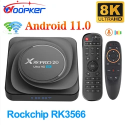 Wopker-音声制御付きスマートTVデコーダー,Android 11 x88 pro 20,Rockchip rk3566,8GB RAM,128GB ROM,8K,2.4g,5.8g,wifi