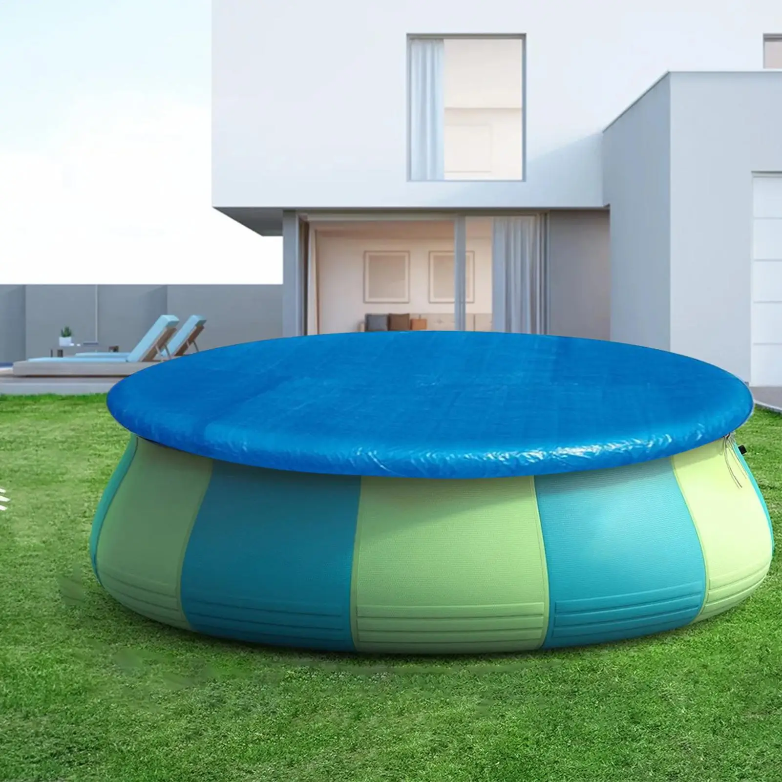 

6/8 FT Round Pool Cover Swimming Pool Cover Protector Dustproof Hot Tub Protective Lid With Drawstring For Outdoor Pond Yard