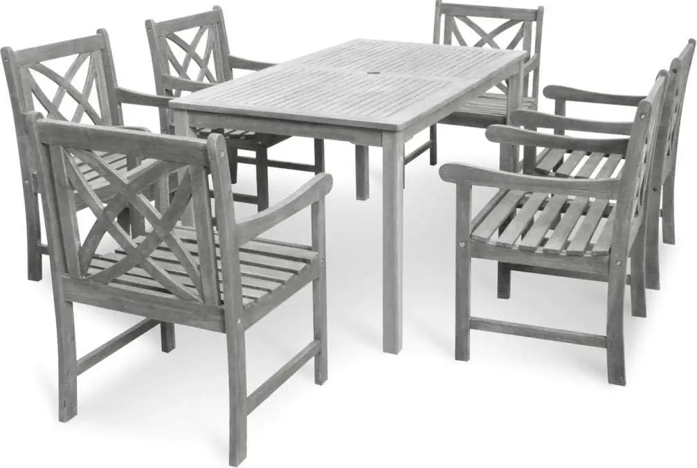 

Outdoor 7-Piece Hand-Scraped Wood Patio Dining Set