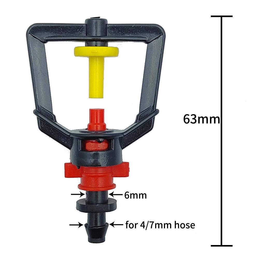 WUJIE 5 szt. w szklarni 360 mikro dysza do refrakcji nawadniania kropelkowego ogrodowa systemu chłodzenia mgłą nawilżacz wiszący w 4/7mm Barb