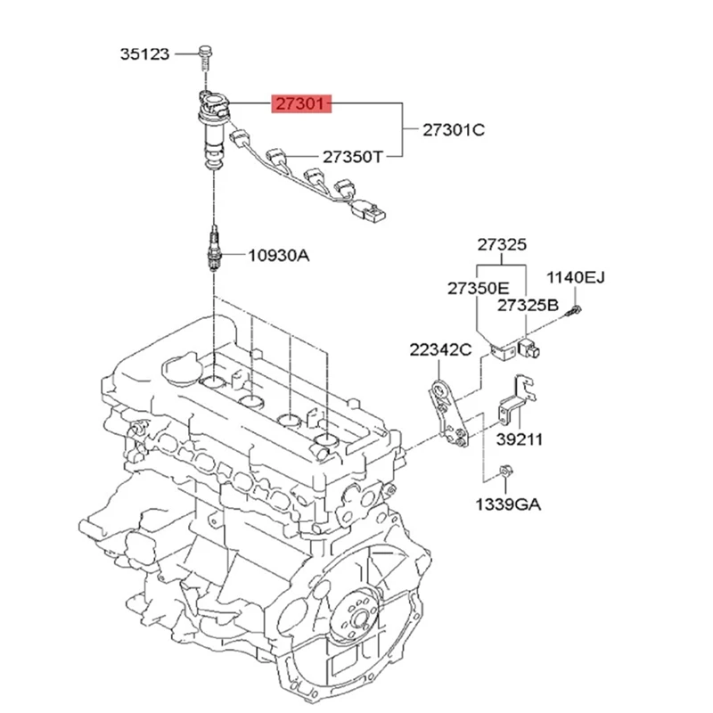 4Piece 27301-2B010 Ignition Coil With Line High Performance Coil Assembly For Hyundai Elantra IX35 IX20 I30 Kia Soul Ceed