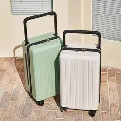 Wide Handle Suitcase Large Capacity Rolling Spinner Luggage Cup Holder Unisex Travel Bag Trolley Case 20/24