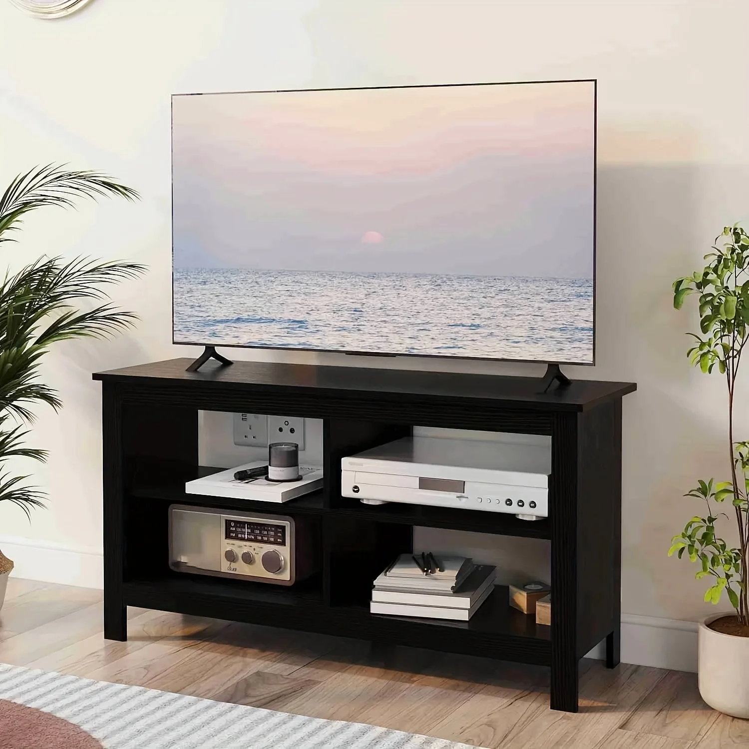 Contemporary 43-Inch TV Stand with Storage, Stylish Medieval-Inspired Console for Living Room Decor, Fits 55-Inch Tvs