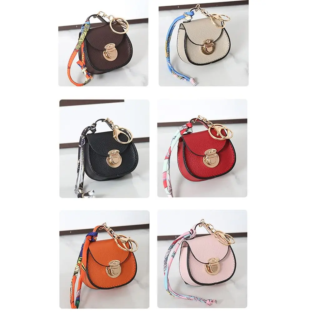 Portable Keychain Small Coin Purse Premium Leather Multifunction Earphone Bag Mini Storage Pouch for Women