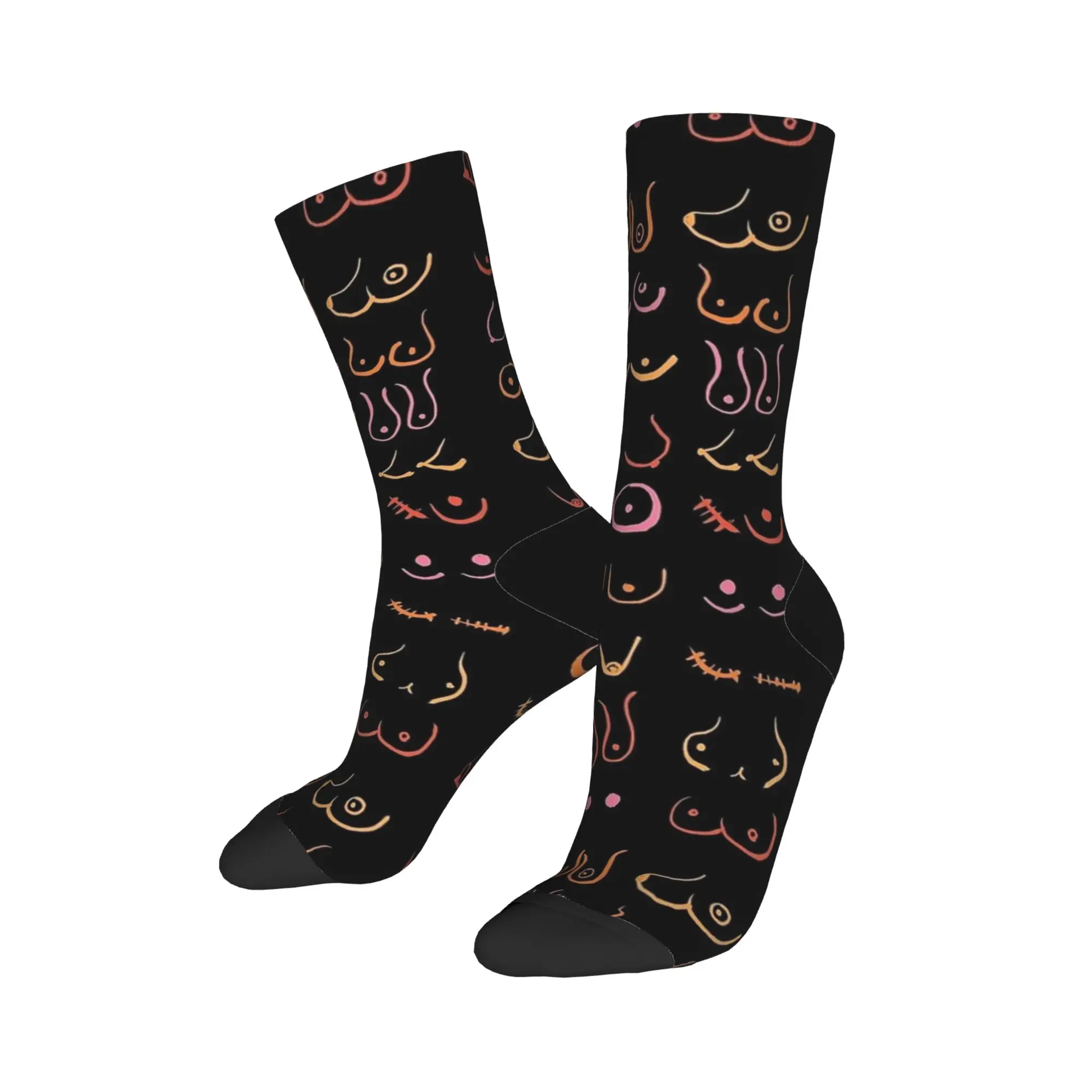 Unisex Men Socks Neon Boobs Drawing  Stockings Non Skid Breathable Socks Winter Modern Printed Running Sports Socks