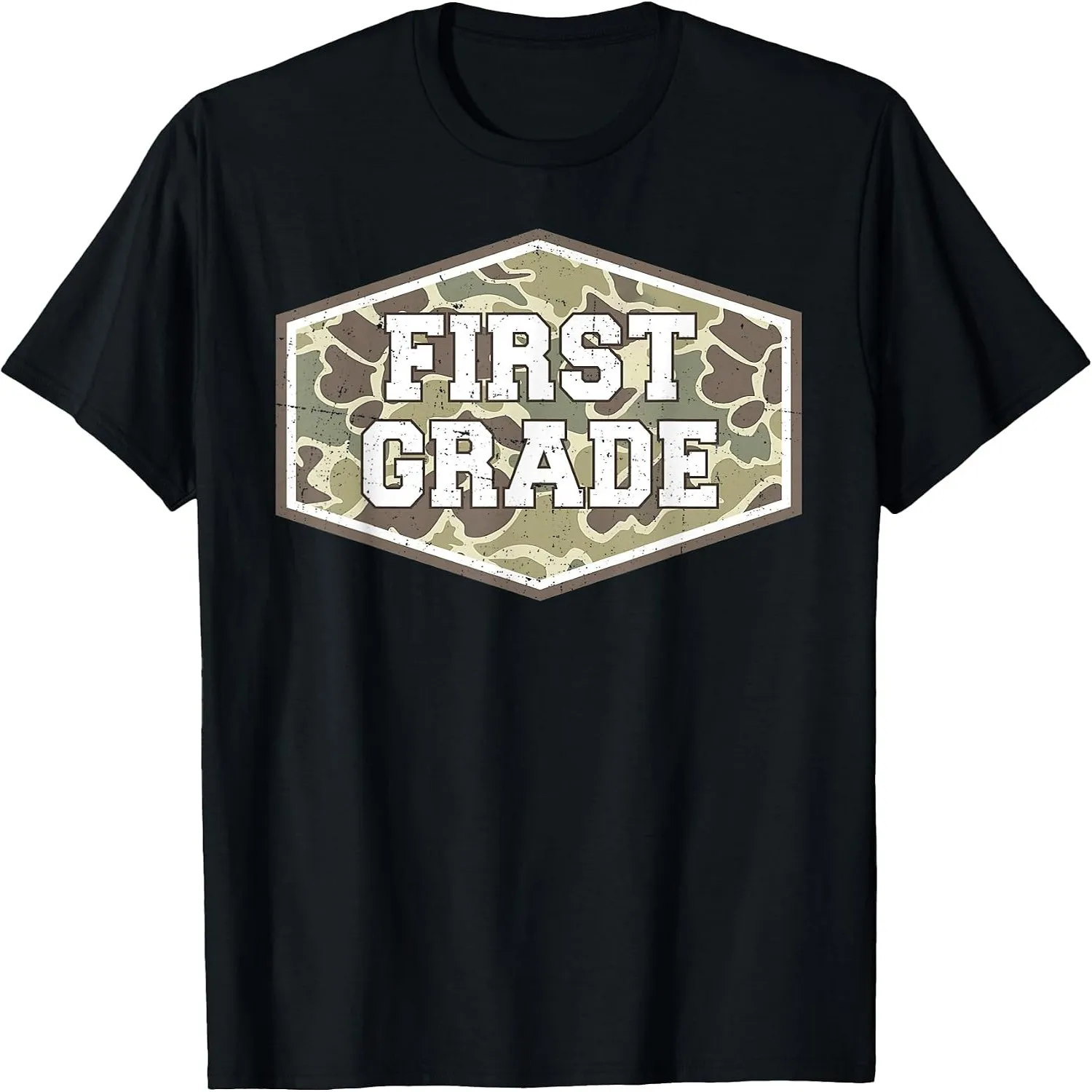 Camo First Grade Boy Hello 1st Grade Camo Students Teachers T-Shirt