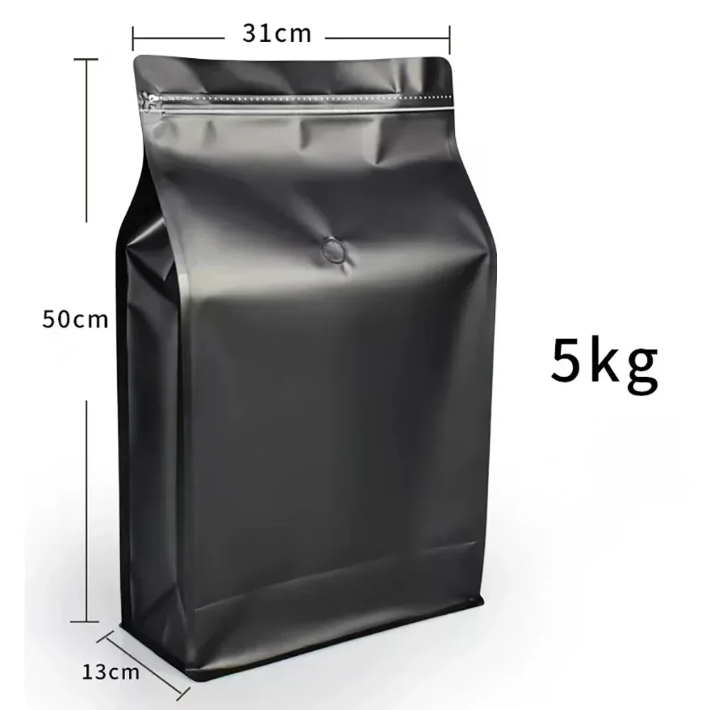 10pcs Resealable 5kg Ziplock Coffee Bean Powder  Aluminum Foil Packaging with Valve Pet Dry Food Flat Botton Storage Bag