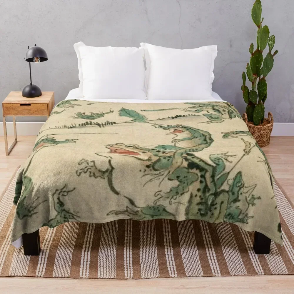 Frog Battle - Kawanabe Kyosai Throw Blanket Retros for babies Blankets