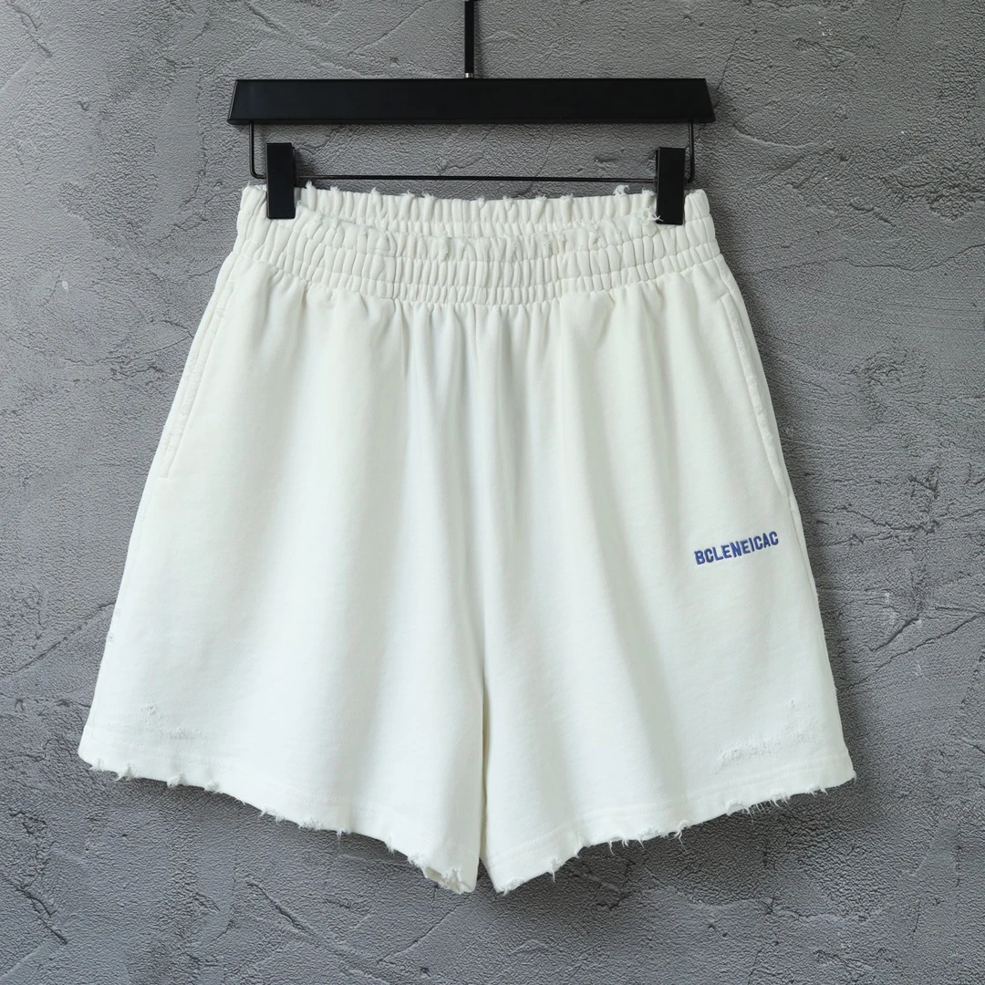 

BCLENEICAC Blue Embroidered Letter Casual orts Distred Paris Sle Men's Pants mid Waist ort Length Youth Summer Sport...