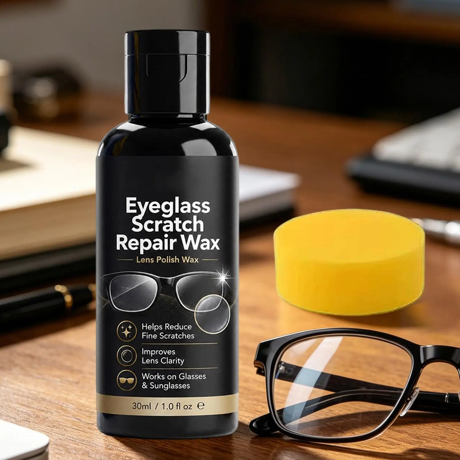 30ml Eyeglass Scratch Remover Wax, Lens Polishing & Protective Coating for Sunglasses & Goggles, Restore Clarity Care Agent