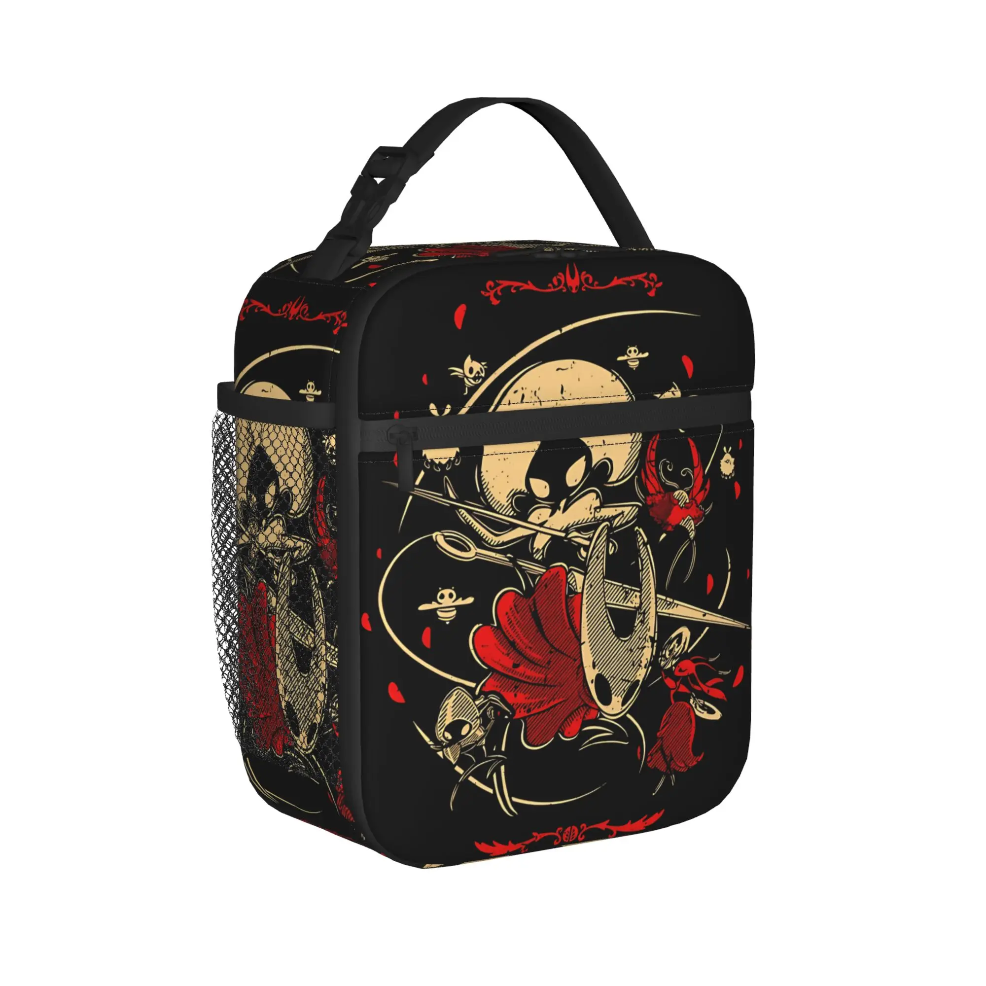 Hollow Knight Silksong Retro Lunch Bag For Child  Print Office Lunch Box Retro Portable Zipper Oxford Cooler Bag