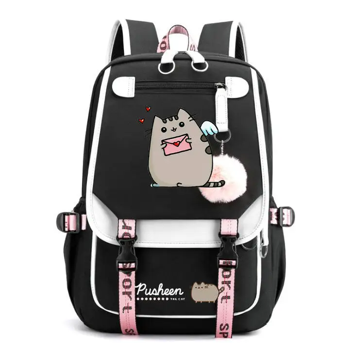 Gato gordo estudantes mochilas para adolescentes meninas escola bookbag portátil mochila de viagem das mulheres mochila ocasional volta pacote