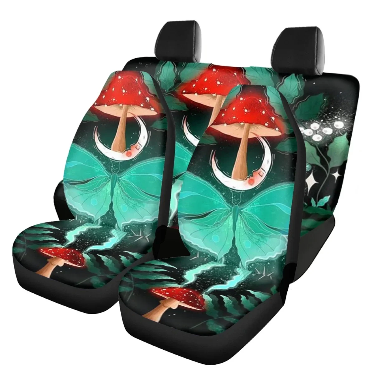 Car Seat Cover Mushroom 3D Pattern Fit Most of Auto Heavy-Duty Nonslip Front&Back Seat Covers Accessory Interior Decoration