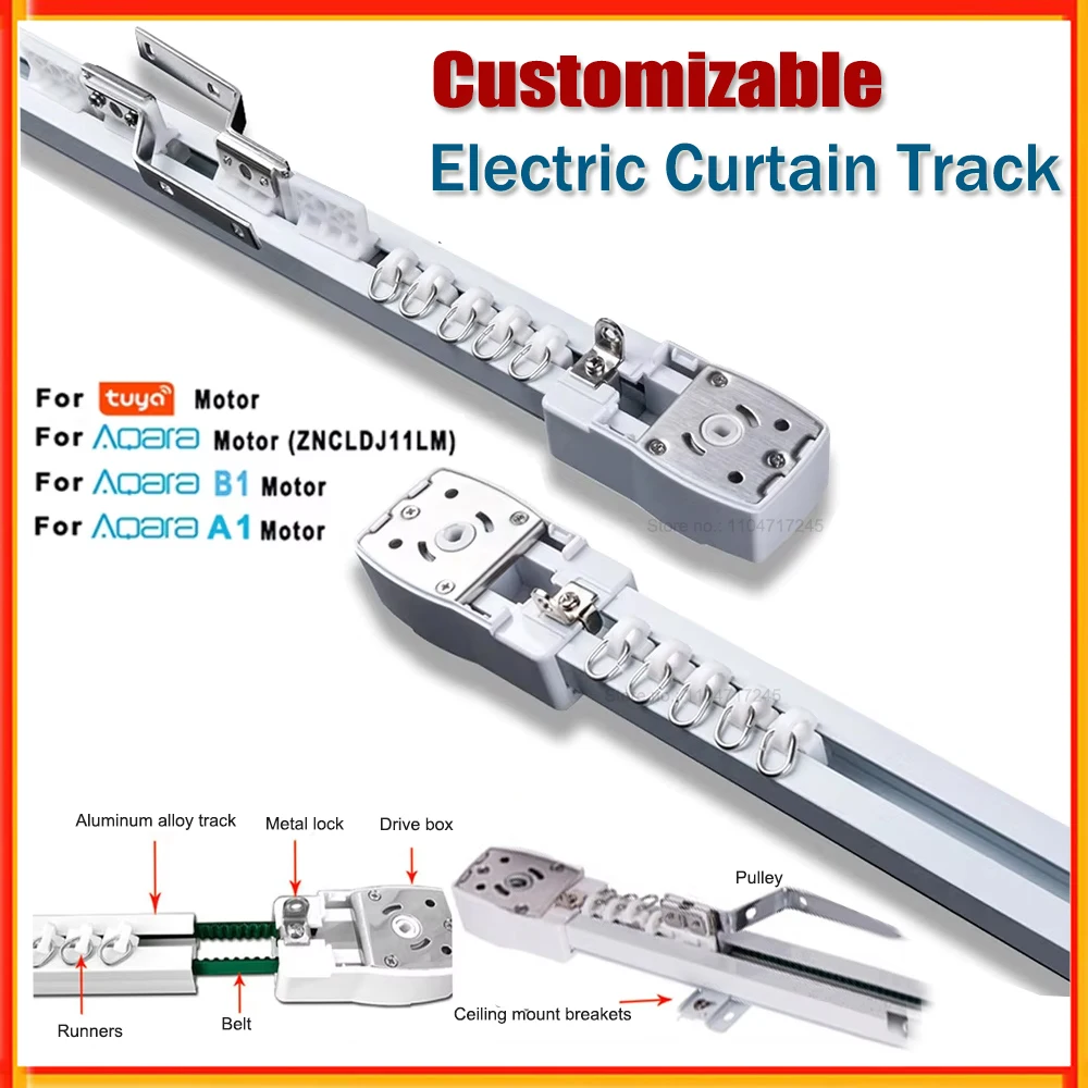 

Customizable Super Silent Electric Curtain Track Rail for Aqara C3 B1 Tuya Wifi/Zigbee Motor Smart Home Curtains Rod Cornice