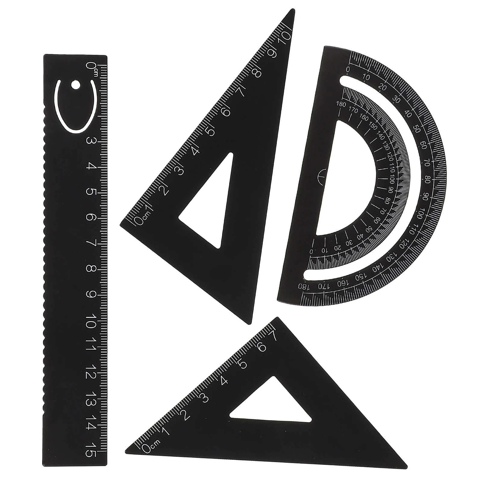 مجموعة واحدة من أدوات قياس المسطرة المعدنية للأطفال، مجموعة صياغة احترافية سوداء خفيفة الوزن ومحمولة لمكتب الطلاب