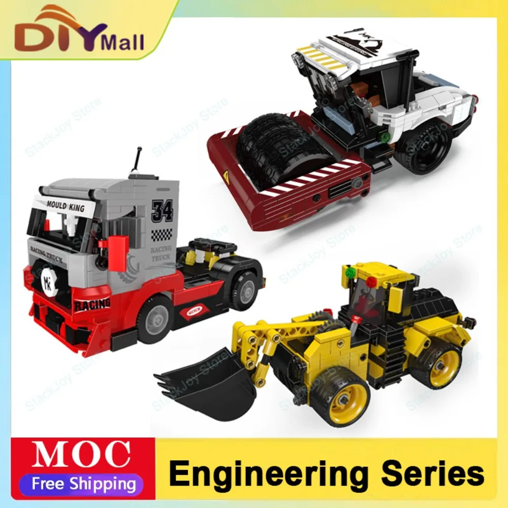 

Mold King Engineering Vehicle Series Грузовик Дорожный роликовый погрузчик Модель Технические кирпичи DIY Сборка Рождественские подарки для детей Игрушка