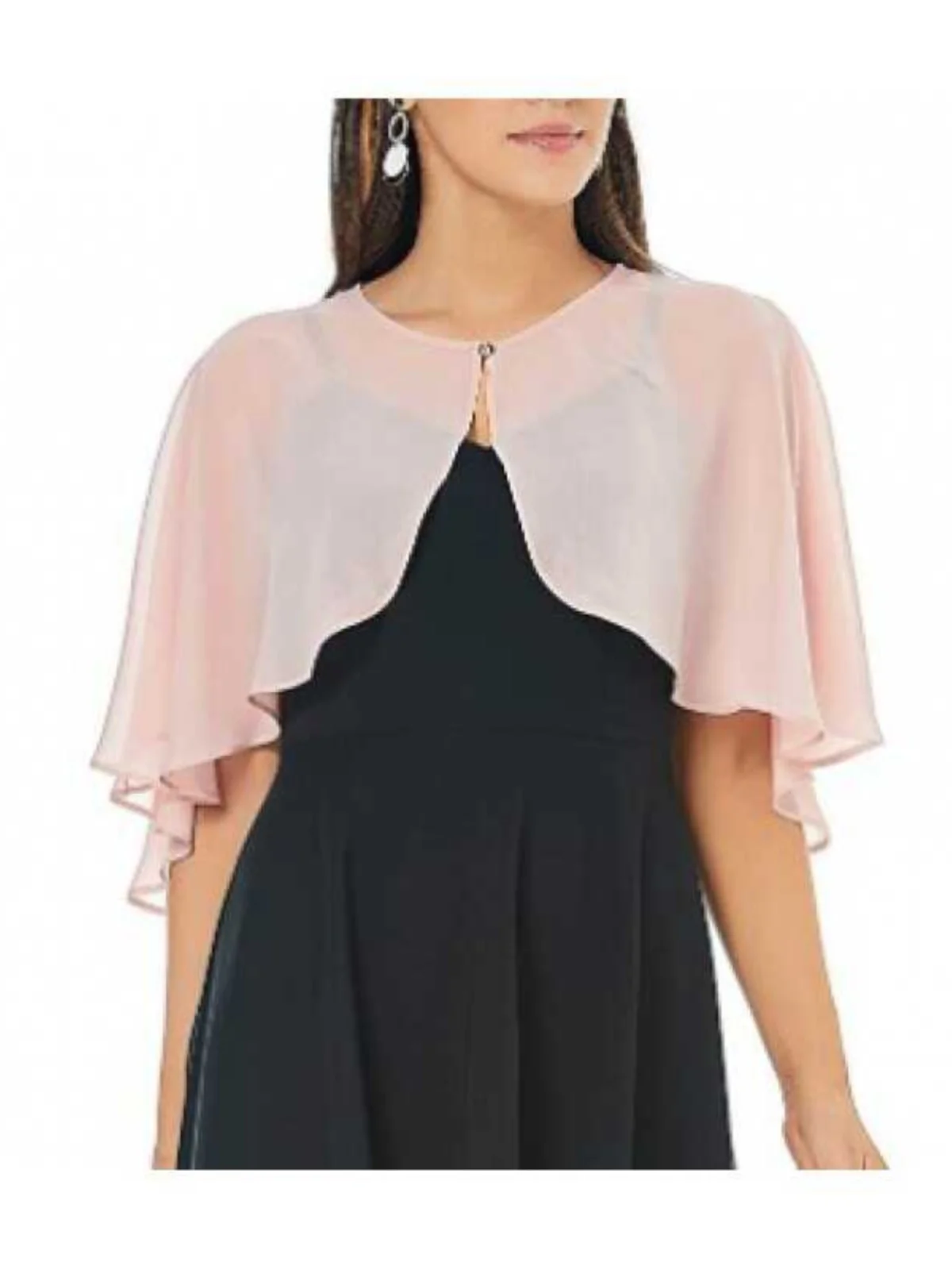 

Шифоновая накидка на плечи, летняя юбка, тонкий кардиган с кружевной отделкой, круглый вырез, накидка-кейп, сценический костюм, светло-розовый