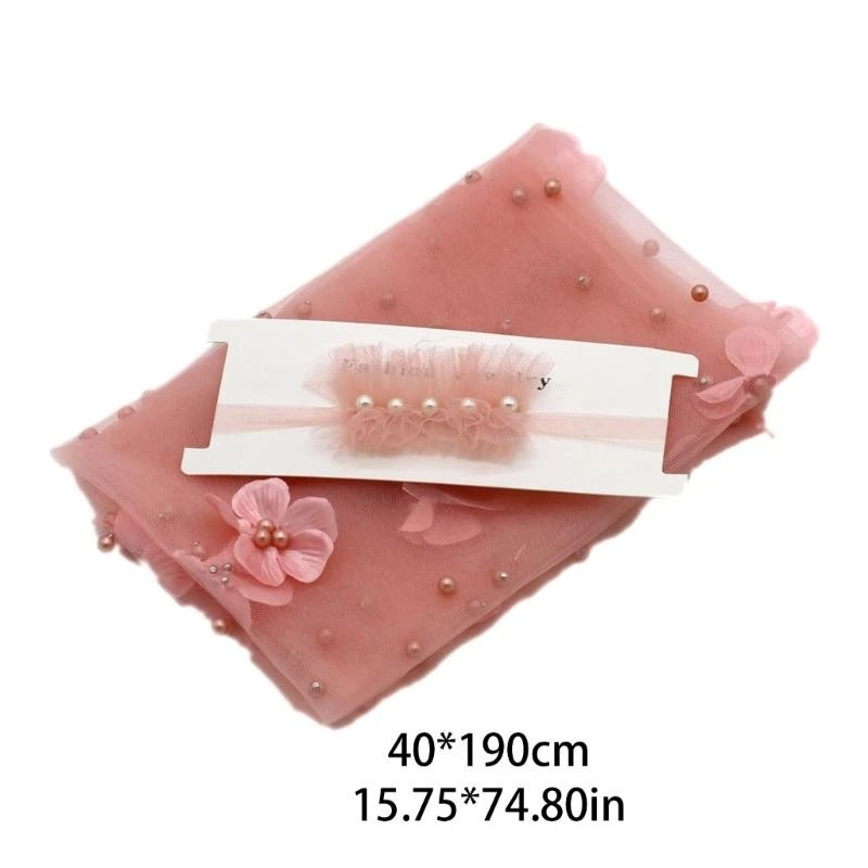 J15U 2 قطعة الوليد الطفل التصوير الدعائم طويلة التفاف الشيفون الخرز ورود للزينة لتقوم بها بنفسك فتاة بوي صور الدعائم بطانية مع