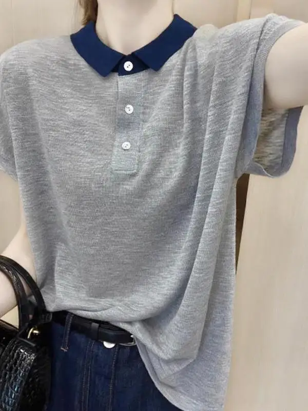 

Casual Loose Striped Women's Summer irt ort Sve Ne Regular Thin Moisture ng Single Button Closure