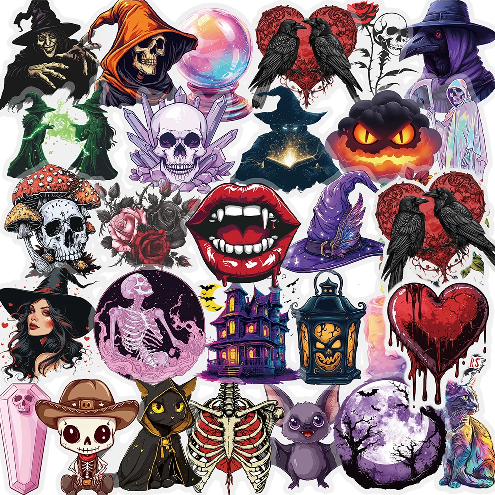 10/30/50pcs Fresco Gotico Halloween Cartoon Adesivi Impermeabile FAI DA TE Scrapbook Laptop Telefono Auto Trasparente Graffiti Decalcomania Giocattolo Per Bambini